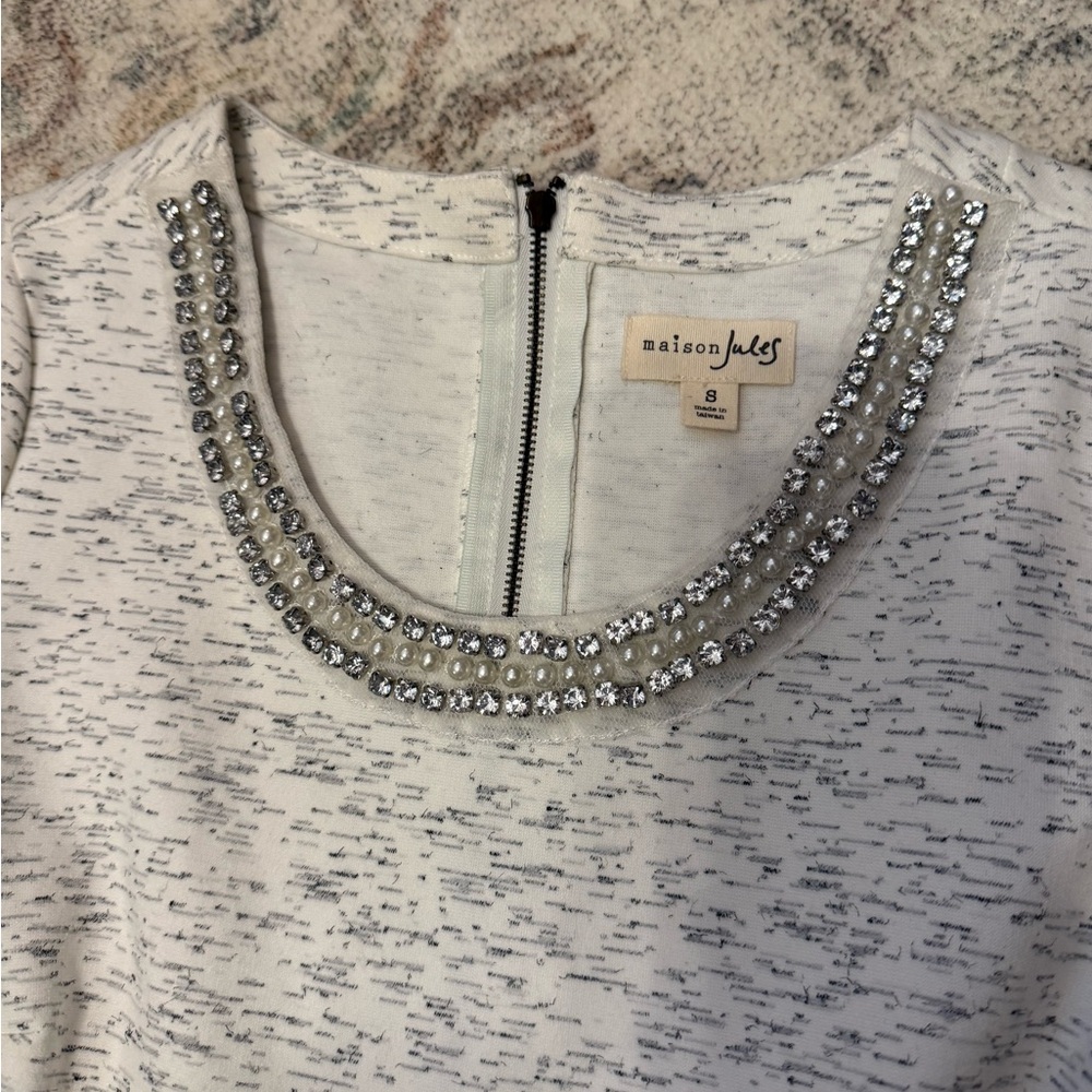 Maison Jules White Dress with Silver Embellishments